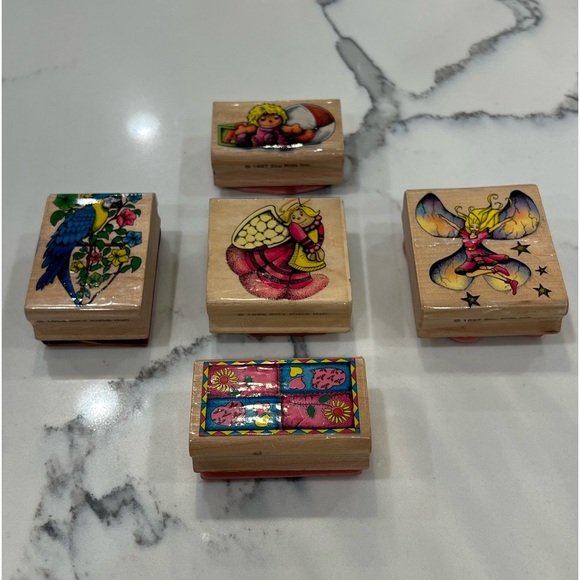 RUBBER STAMPS LOT OF 5: Vintage Rubber Stamps from Sky Kids Inc. from 1997 & ‘98 - Picture 2 of 11